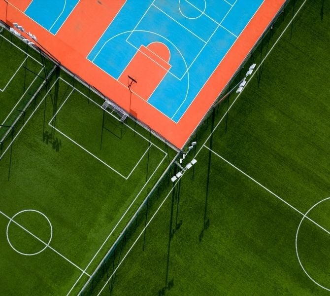 aerial view of a sports complex