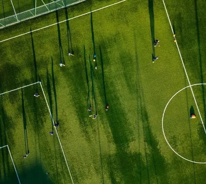aerial view of a youth soccer training field